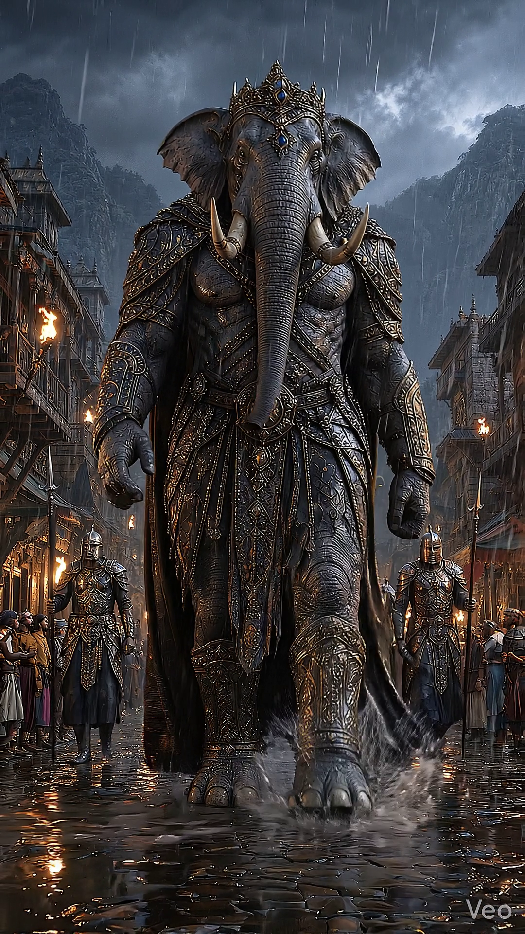 The Elephant King Walks Through the Storm Village cover